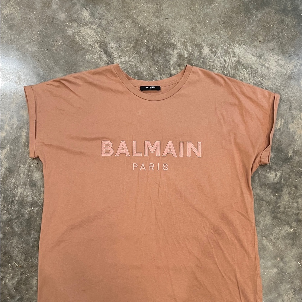 Authentic Balmain Paris Short Sleeve Tee - Rose Tan - Picture 3 of 5